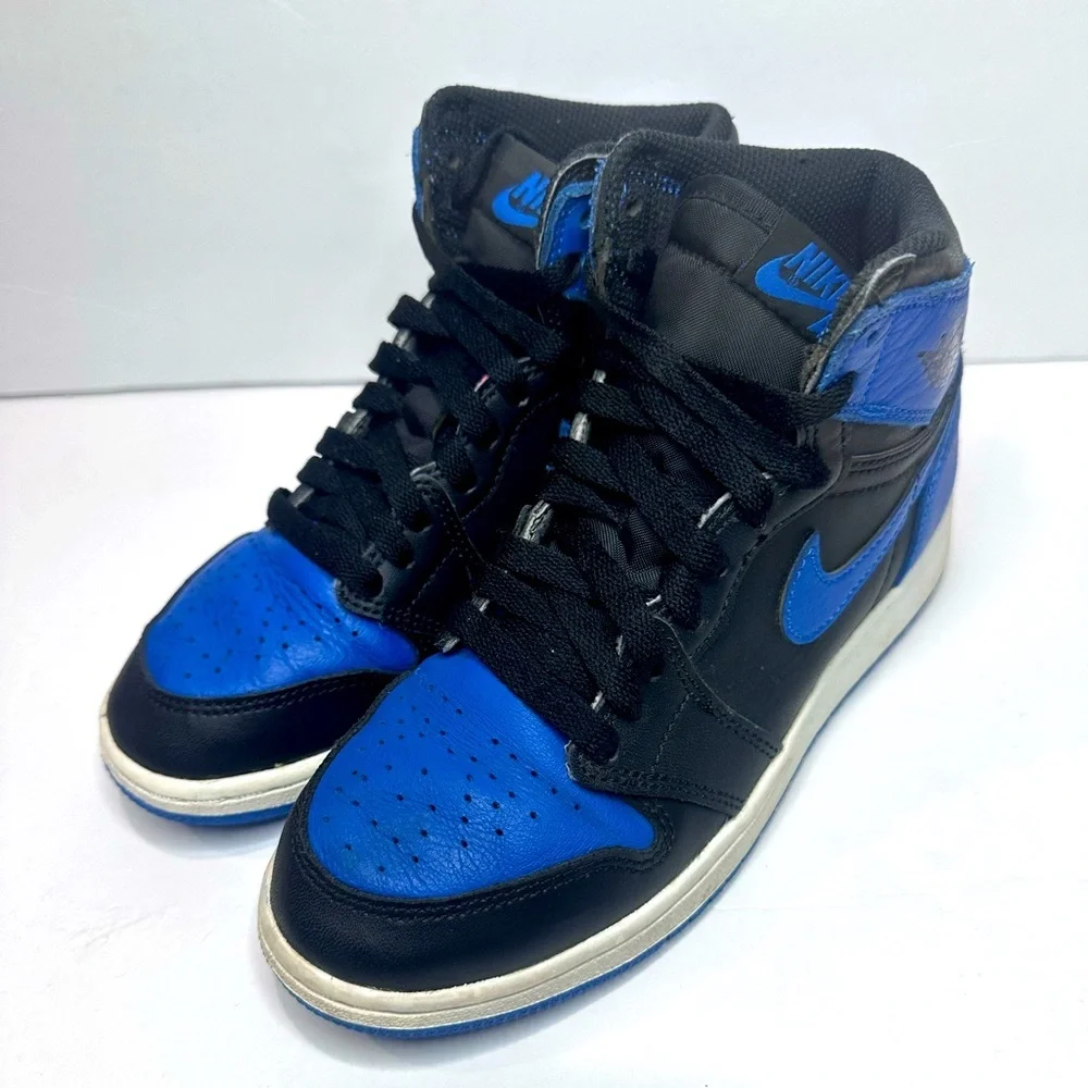 Boys Nike Air Jordan 1 Black and Blue Sneakers